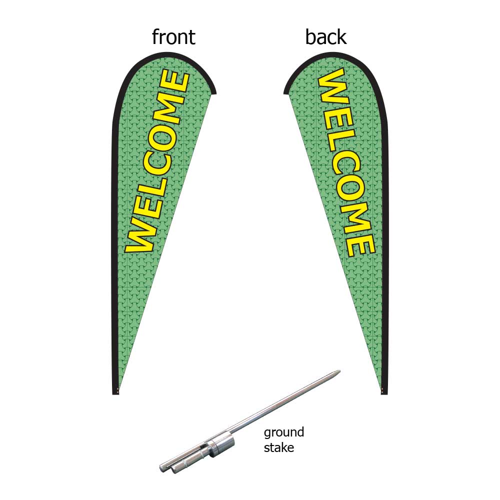 16ft. Teardrop Banner Kit #1 (Double Sided - Flag, Pole, Ground Stake, Carrying Case)